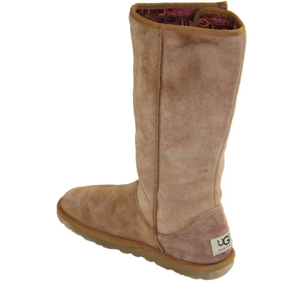 UGG Lo Pro Button Tan Signature Leather Mid-Calf Boots Size 6